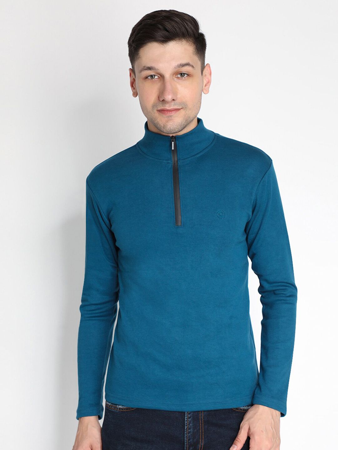 CHKOKKO Men Blue High Neck Outdoor T-shirt-image-26