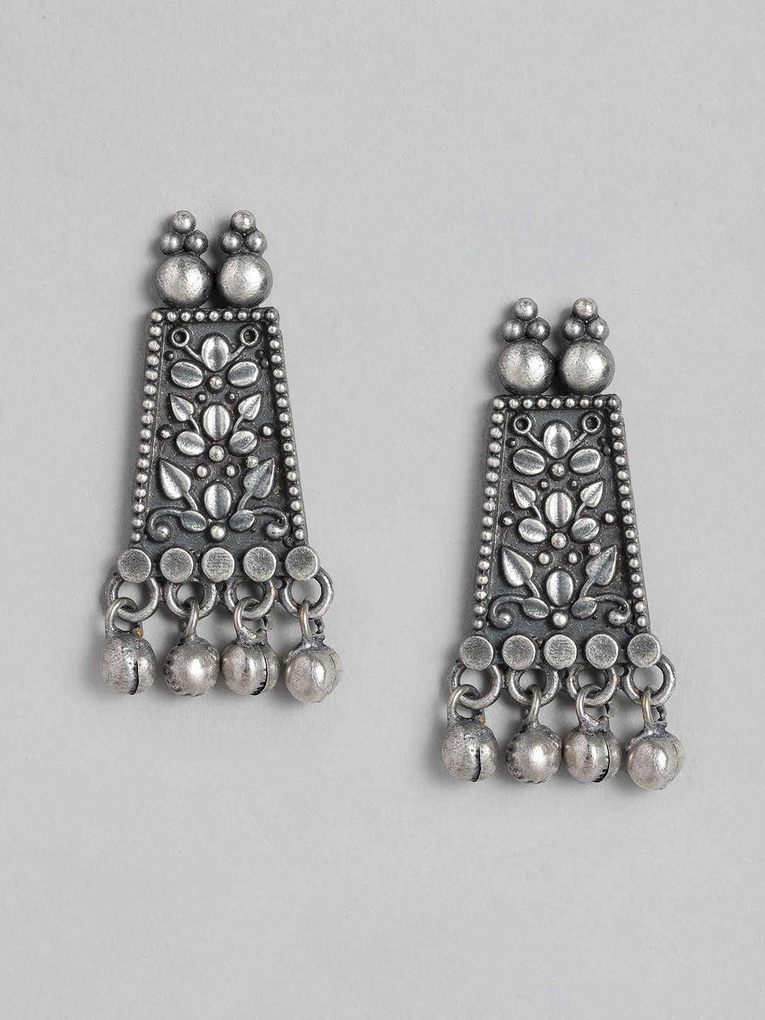 EL REGALO Silver-Toned & Grey Antique Studs Earrings-picture-13