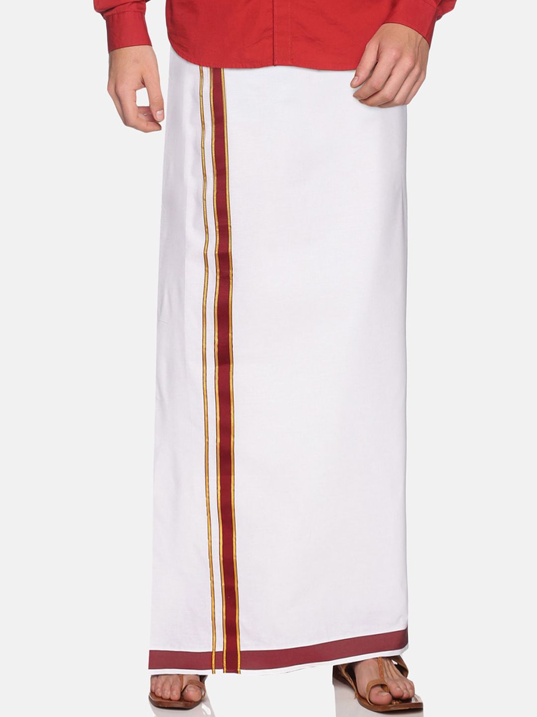 Sethukrishna Men Yellow & Green Solid Dhoti-picture-39