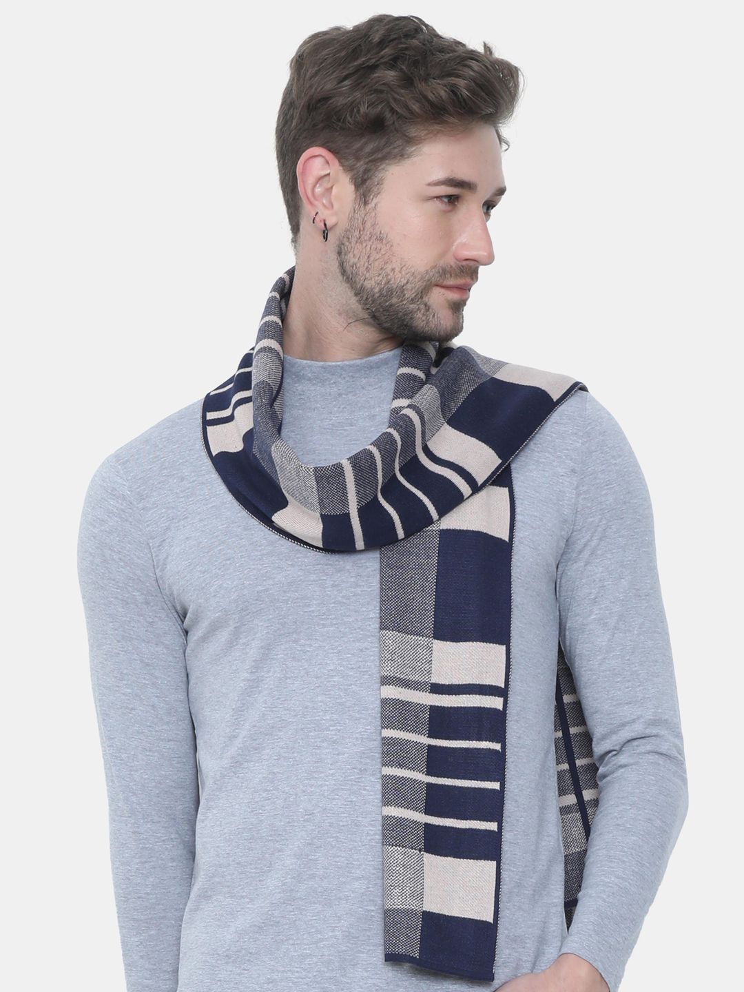 FabSeasons Blue & White Striped Winter Muffler-picture-18