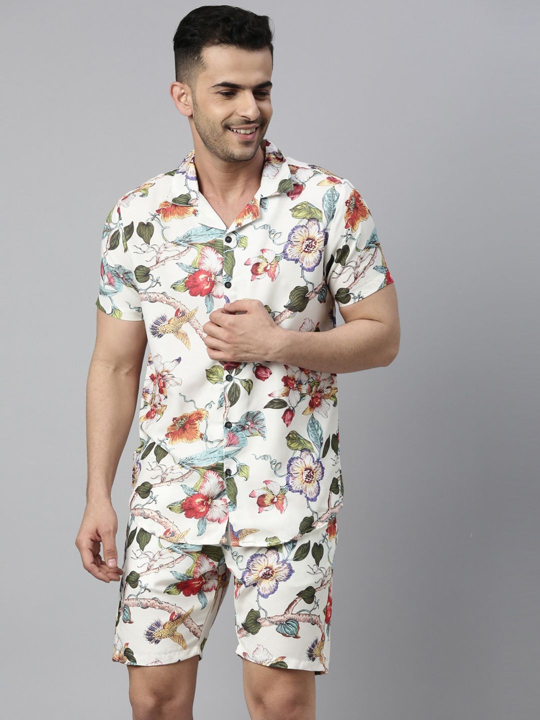 Bushirt Men White Printed Loungewear Set-picture-24