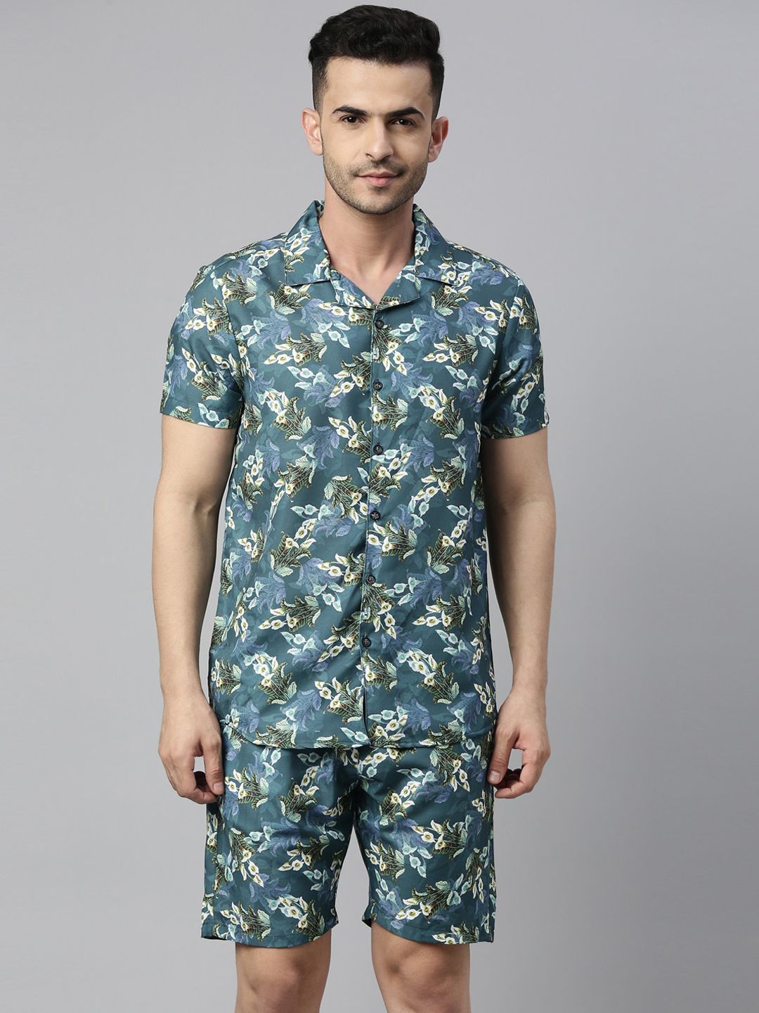 Bushirt Men Blue & Green Printed Night Suit-picture-21