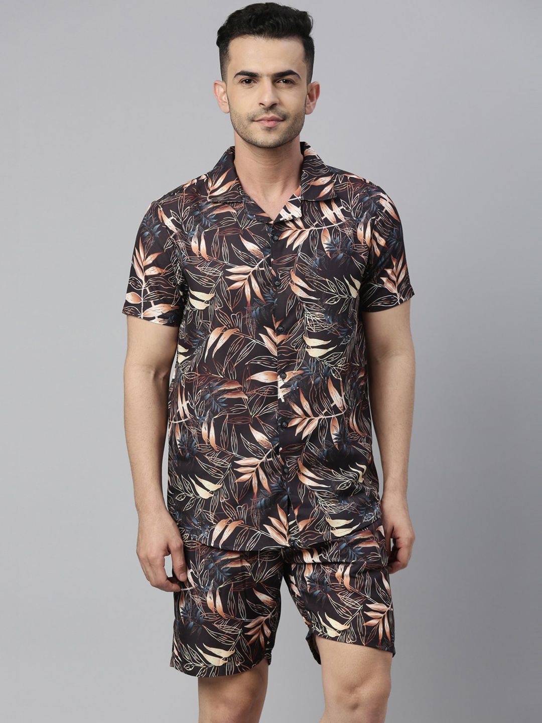Bushirt Men Brown & Black Printed Night Suit-picture-40