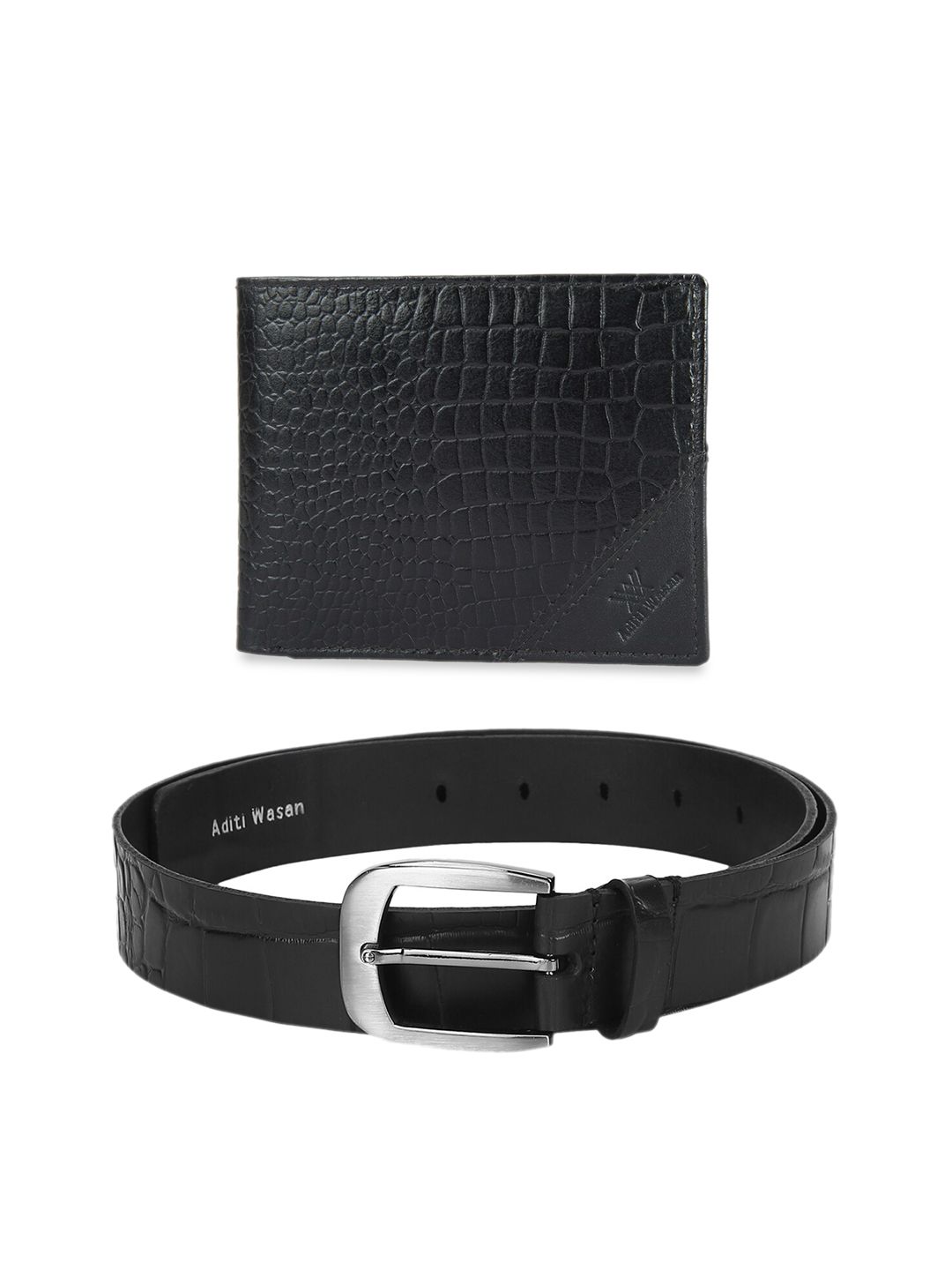 Aditi Wasan Men Black Solid Genuine Leather Accessory Gift Set-picture-35