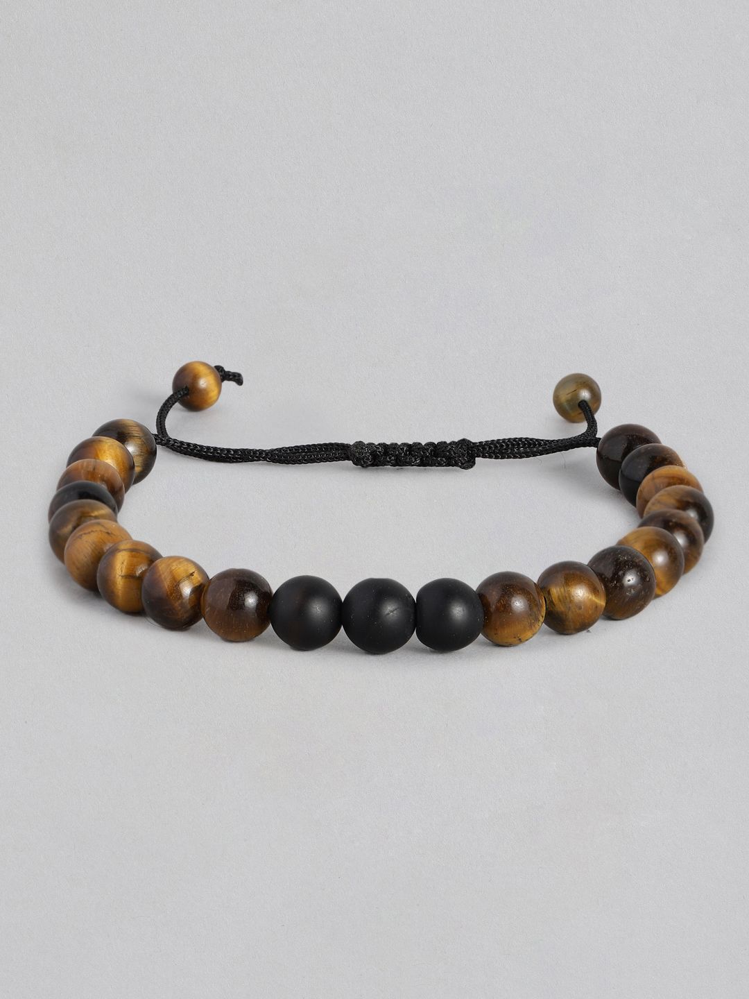 EL REGALO Men Brown & Black Tigers Eye Charm Bracelet-picture-13