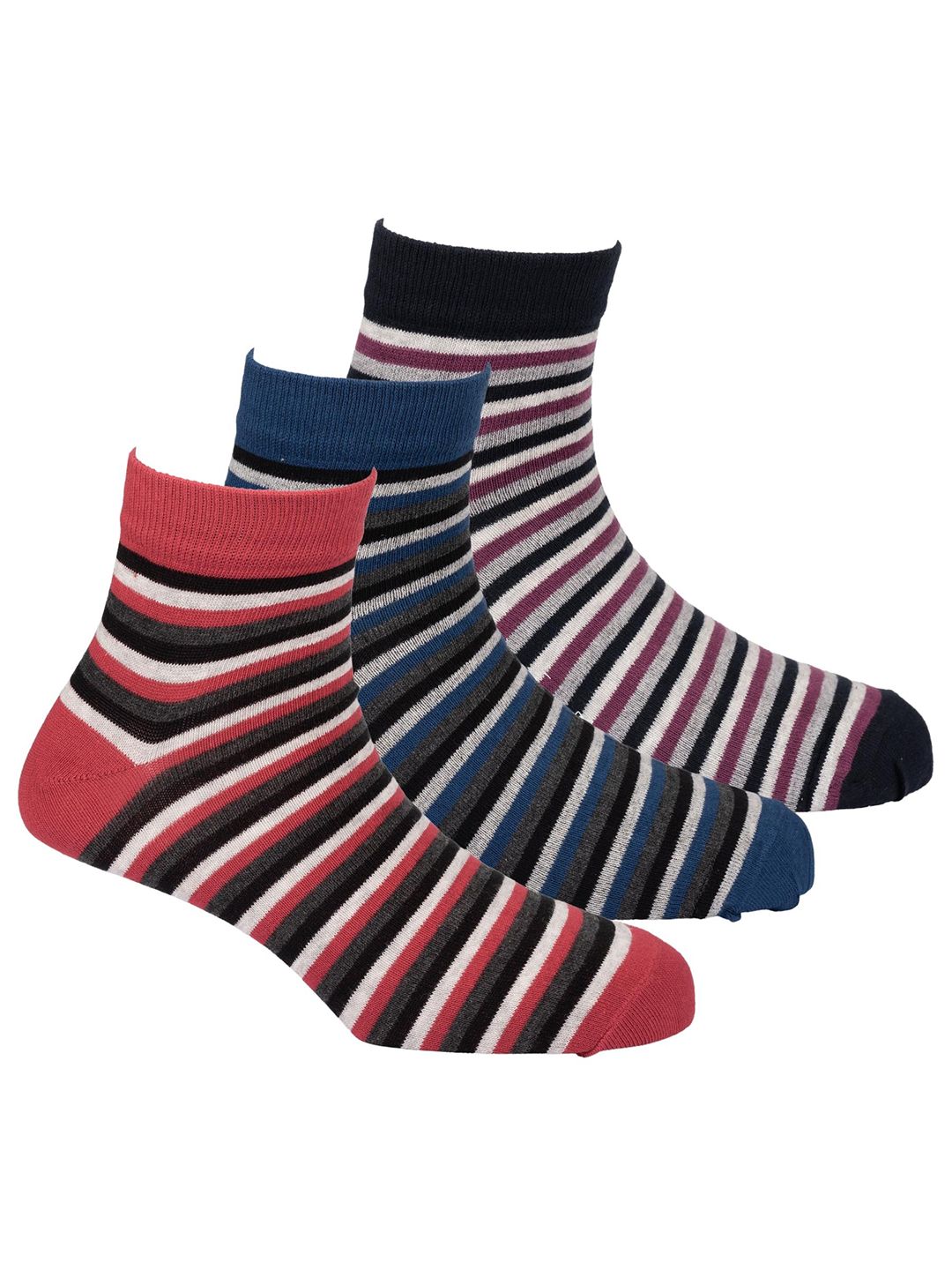 The Tie Hub Men Pack Of 3 Striped Ankle-Length Socks-image-7