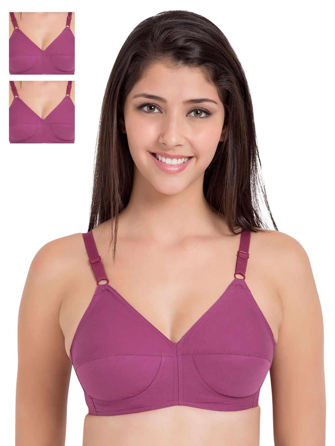 Souminie Pack of 3 Pure Cotton Non Padded Full Coverage U Back Bra-picture-12