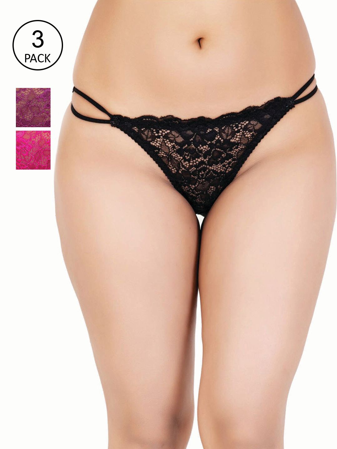 Reveira Women Pack of 3 Assorted Lace Bikini Briefs Z-13-D1-S-picture-36