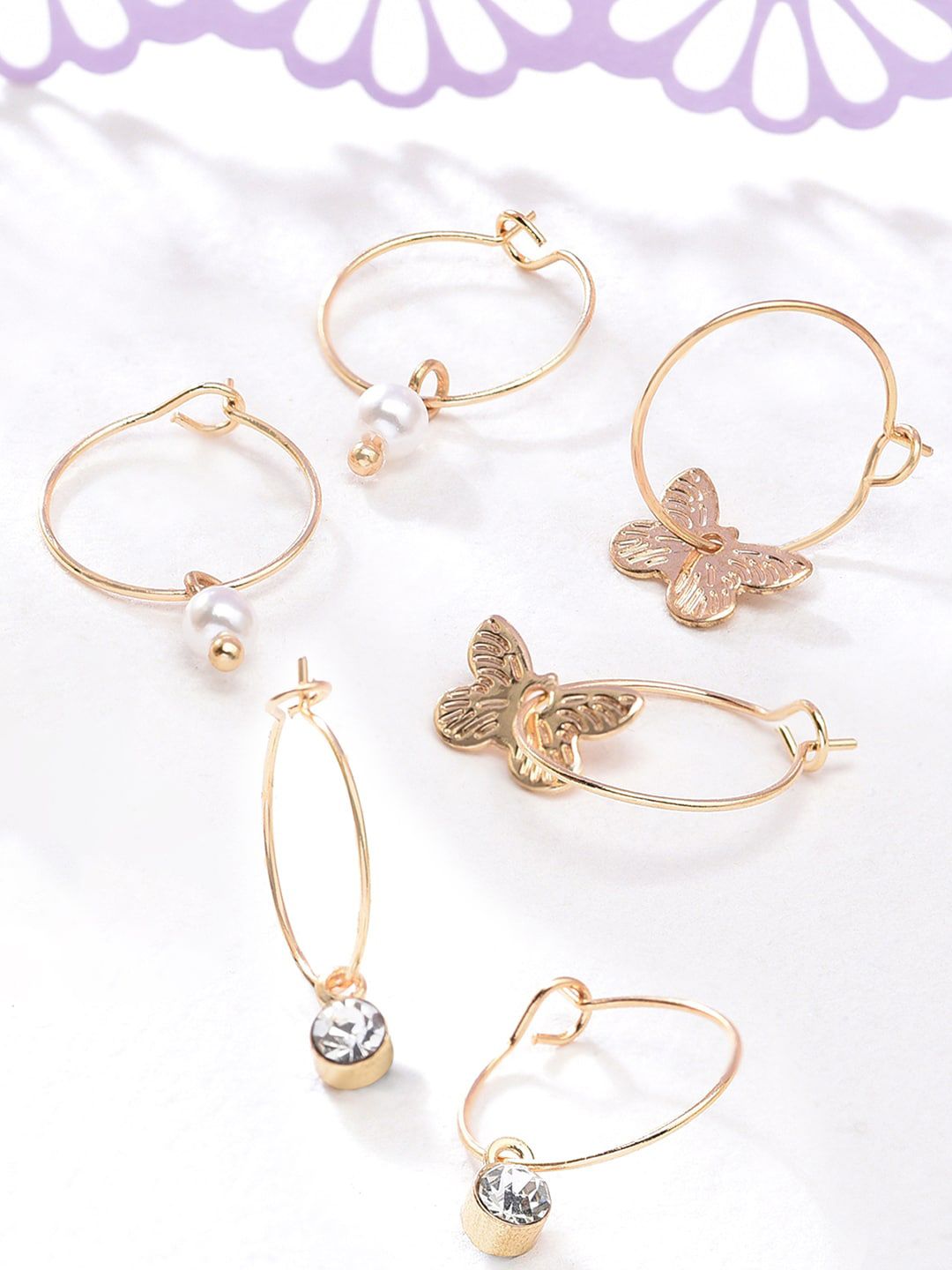 Accessorize London Set Of 3 Butterfly Hoop Earrings-picture-16
