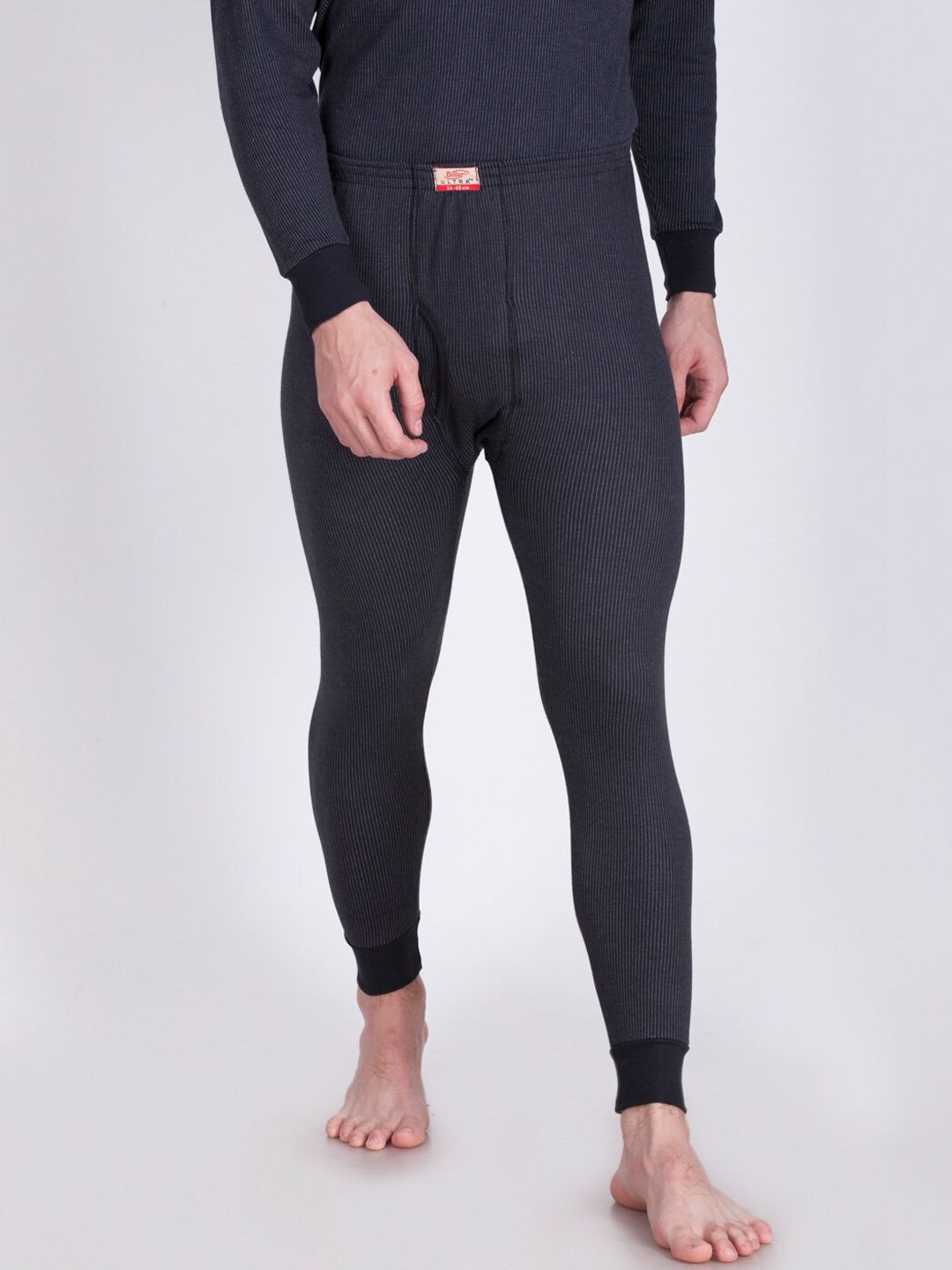 Dollar Ultra Men Black Striped Cotton Thermal Bottoms-picture-28