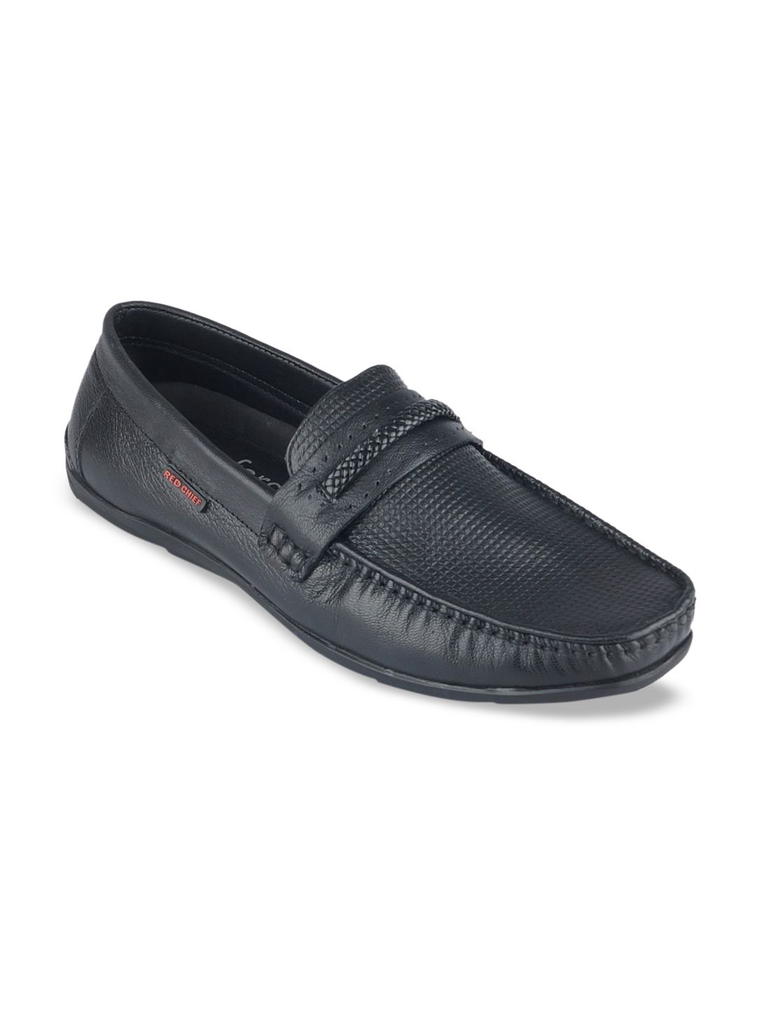 Red Chief Men Black Leather Formal Loafers