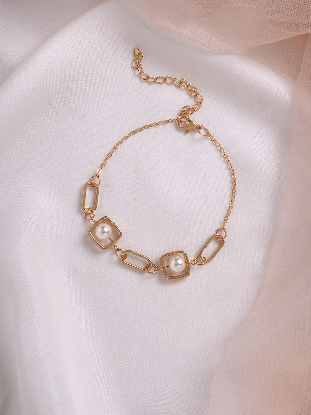 BEWITCHED Women Gold-Toned Pearls Gold-Plated Link Bracelet-picture-37