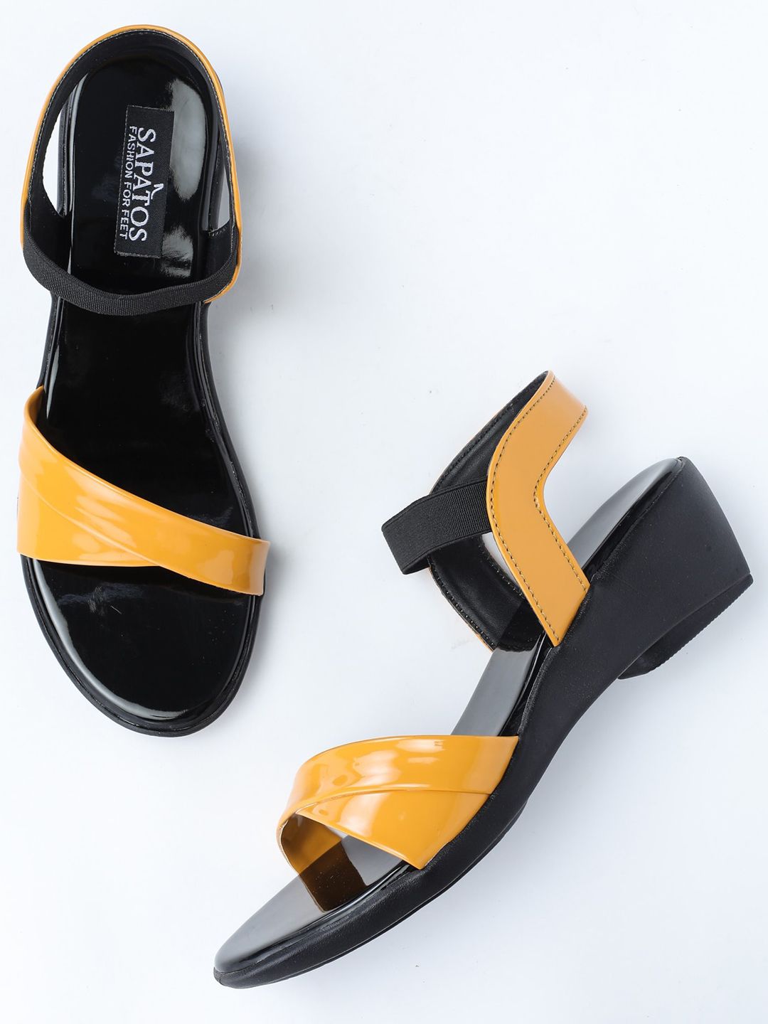 SAPATOS Yellow Colourblocked Wedge Sandals-picture-44