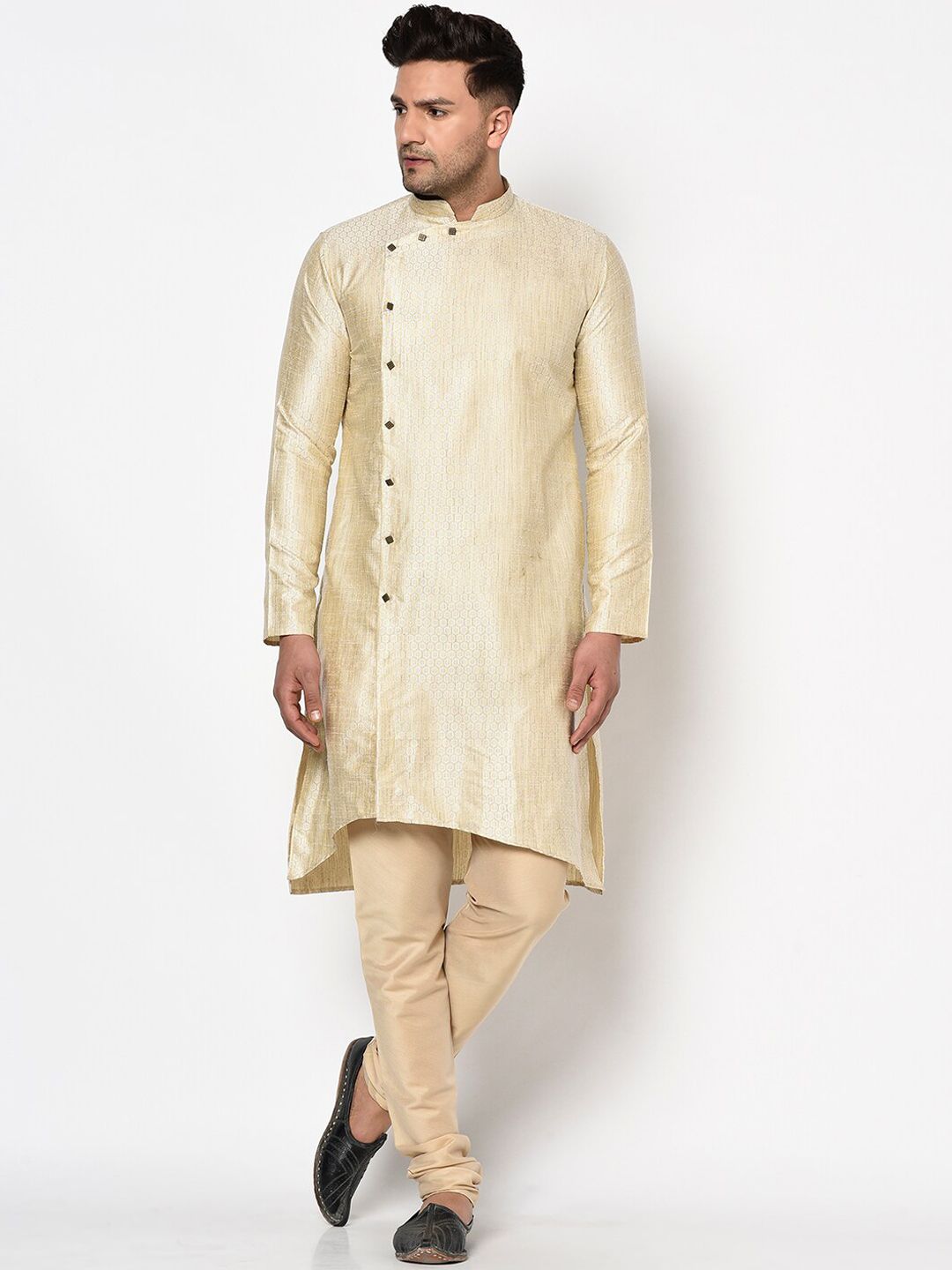 TABARD Men Beige Jacquard Printed Kurta-picture-14