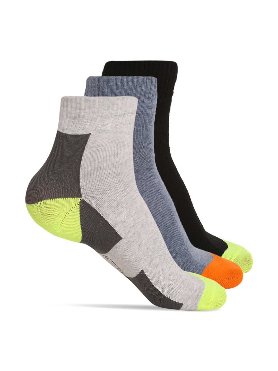 MUTAQINOTI Men Multicoloured Pack Of 3 Colourblocked Ankle Length Antimicrobial Socks-picture-20
