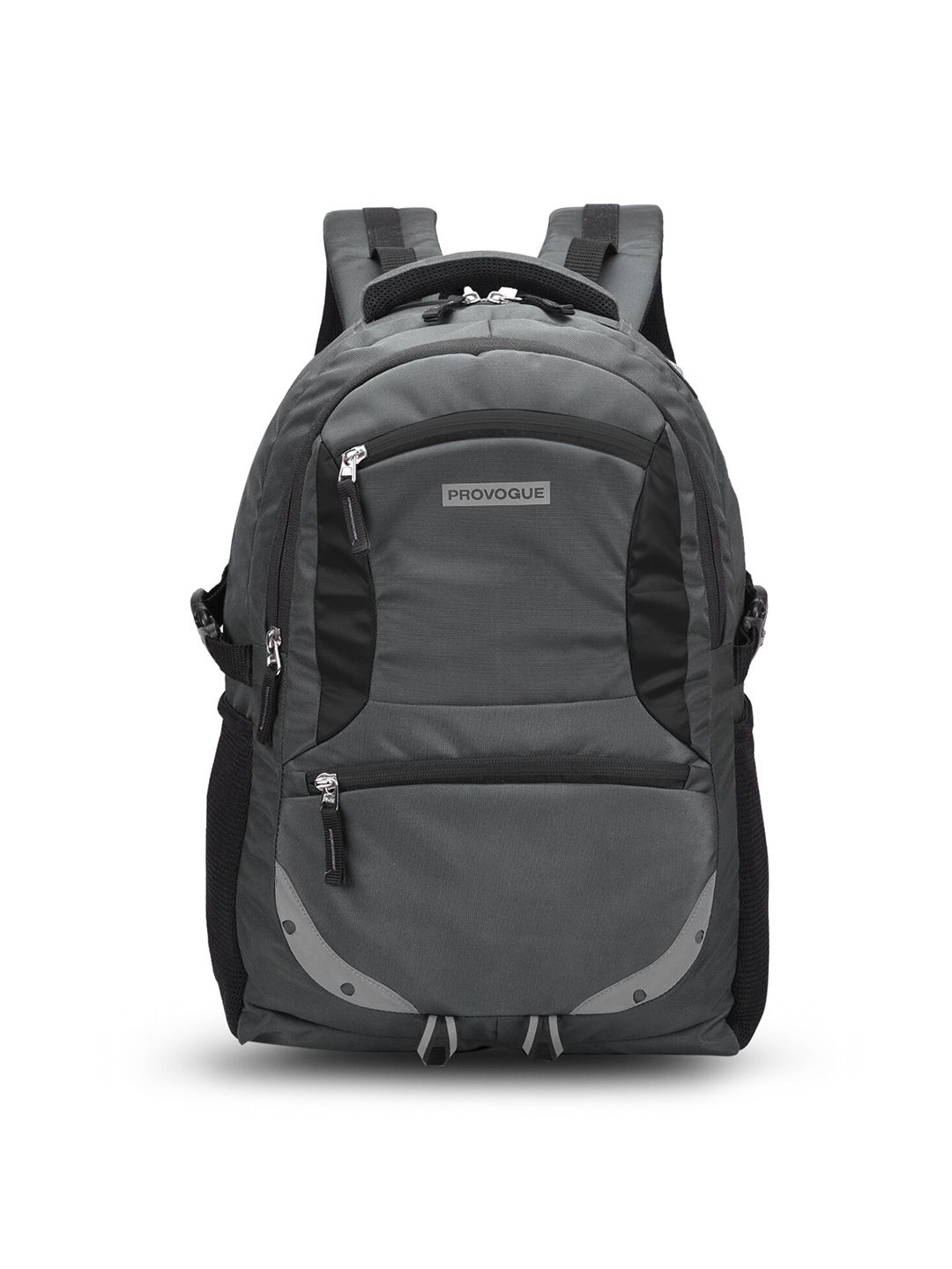 Provogue Unisex Grey & Black Brand Logo Backpack with Reflective Strip