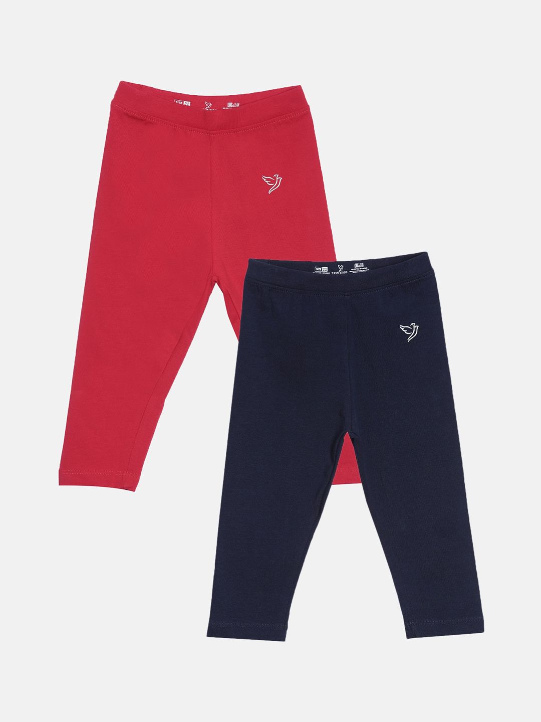 TWIN BIRDS Girls Pack Of 2 Solid Pure Cotton Three Fourth-Length Leggings-picture-22