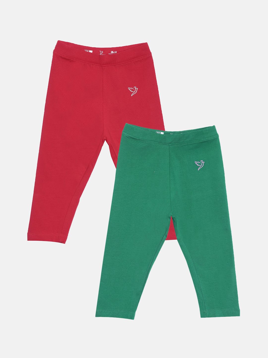 TWIN BIRDS Girls Pack Of 2 Solid Pure Cotton Three Fourth-Length Leggings-picture-35