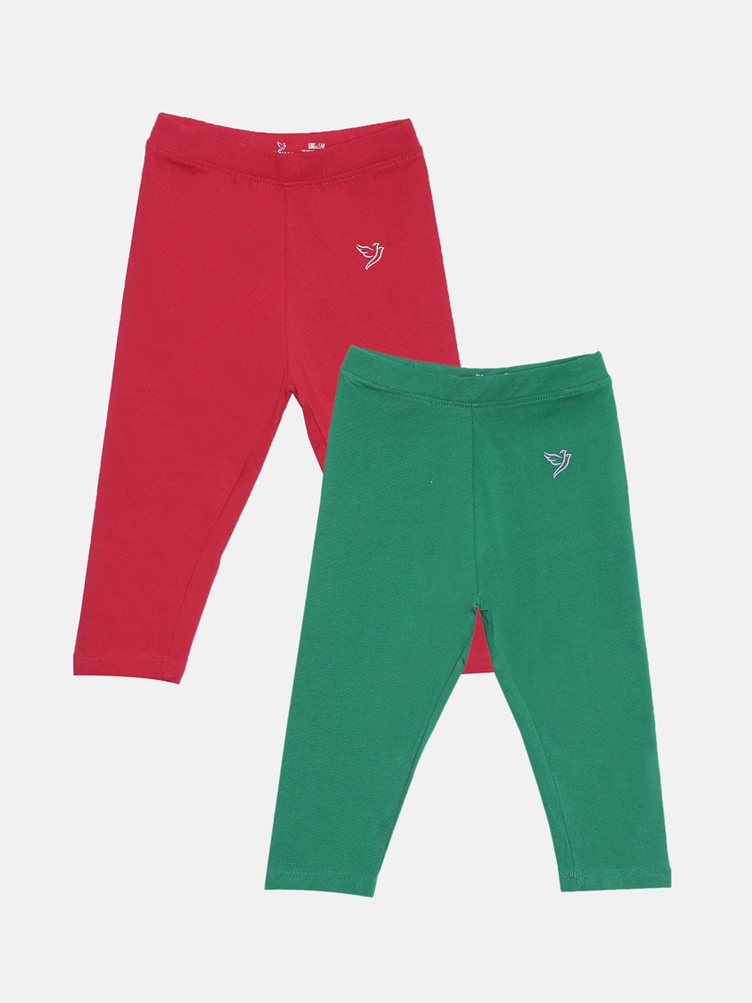 TWIN BIRDS Girls Pack Of 2 Solid Pure Cotton Three Fourth-Length Leggings-picture-36