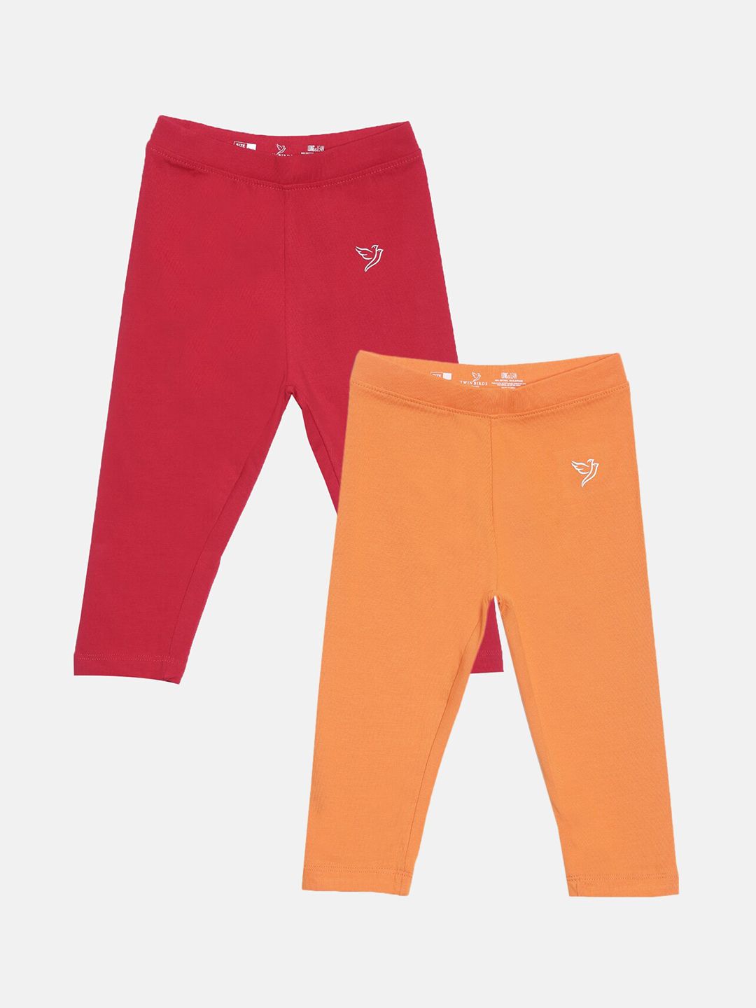 TWIN BIRDS Girls Pack Of 2 Solid Pure Cotton Three-Fourth Length Leggings-picture-38