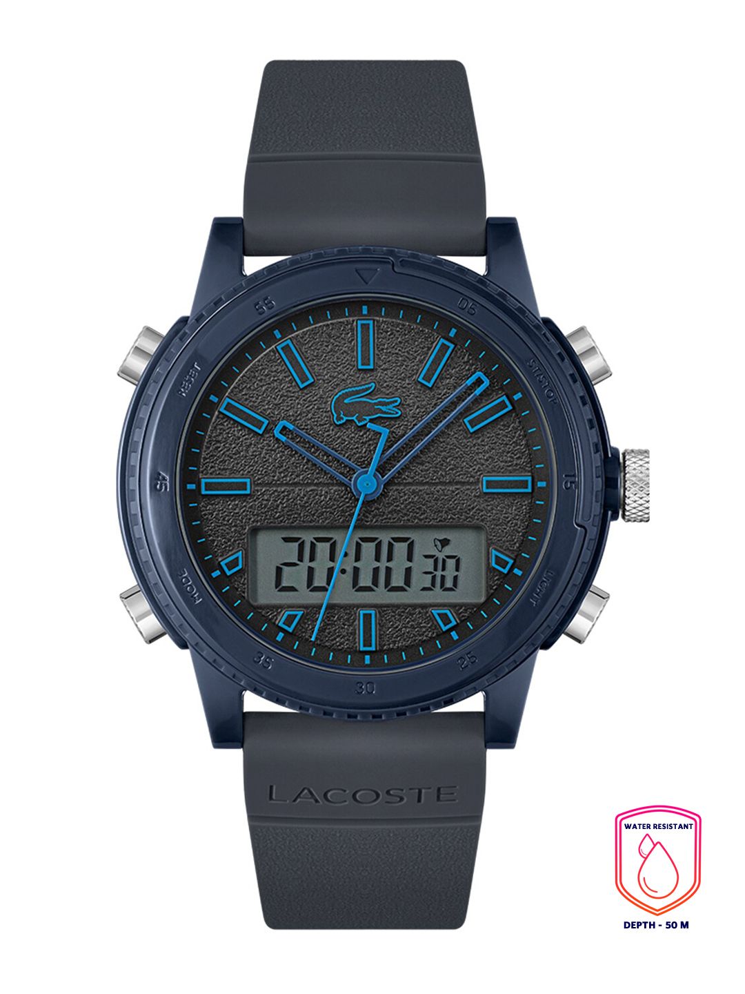 Lacoste Men Black Brass Printed Dial & Blue Straps Analogue and Digital Multi Function Watch 2011092-image-9