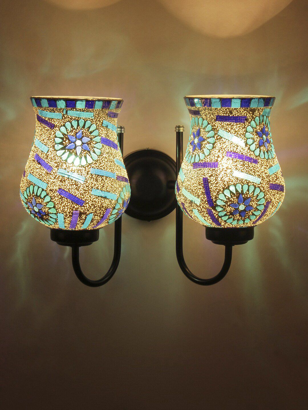 Devansh Blue Mosaic Glass Wall Mounted Lamp
