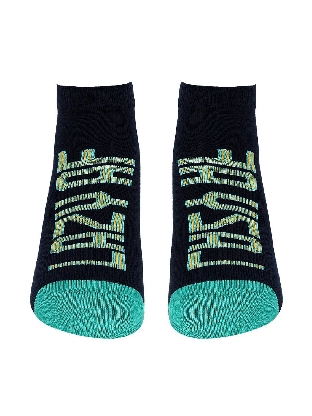 Soxytoes Navy Blue & Sea-Green Patterned Ankle-Length Socks-picture-19