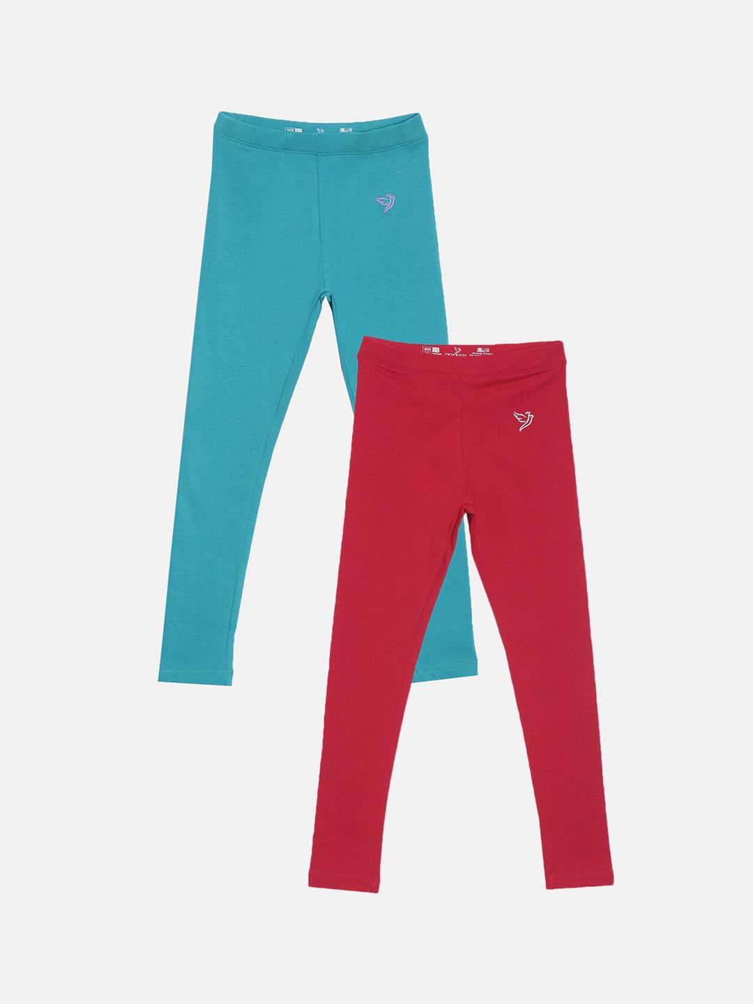 TWIN BIRDS Girls Pack Of 2 Solid Pure Cotton Tailored-Fit Ankle-Length Leggings-picture-17