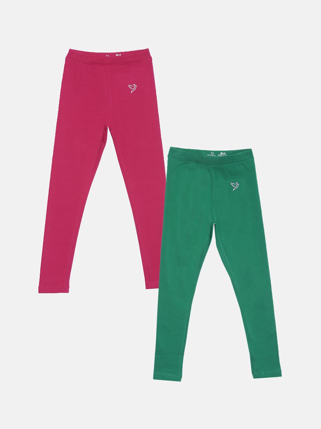 TWIN BIRDS Girls Pack Of 2 Solid Pure Cotton Ankle-Length Leggings-picture-53