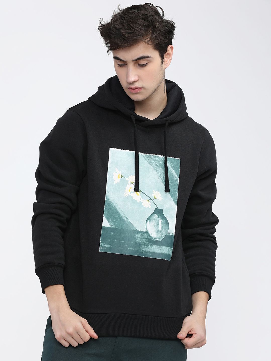 HIGHLANDER Men Black Printed Hooded Sweatshirt