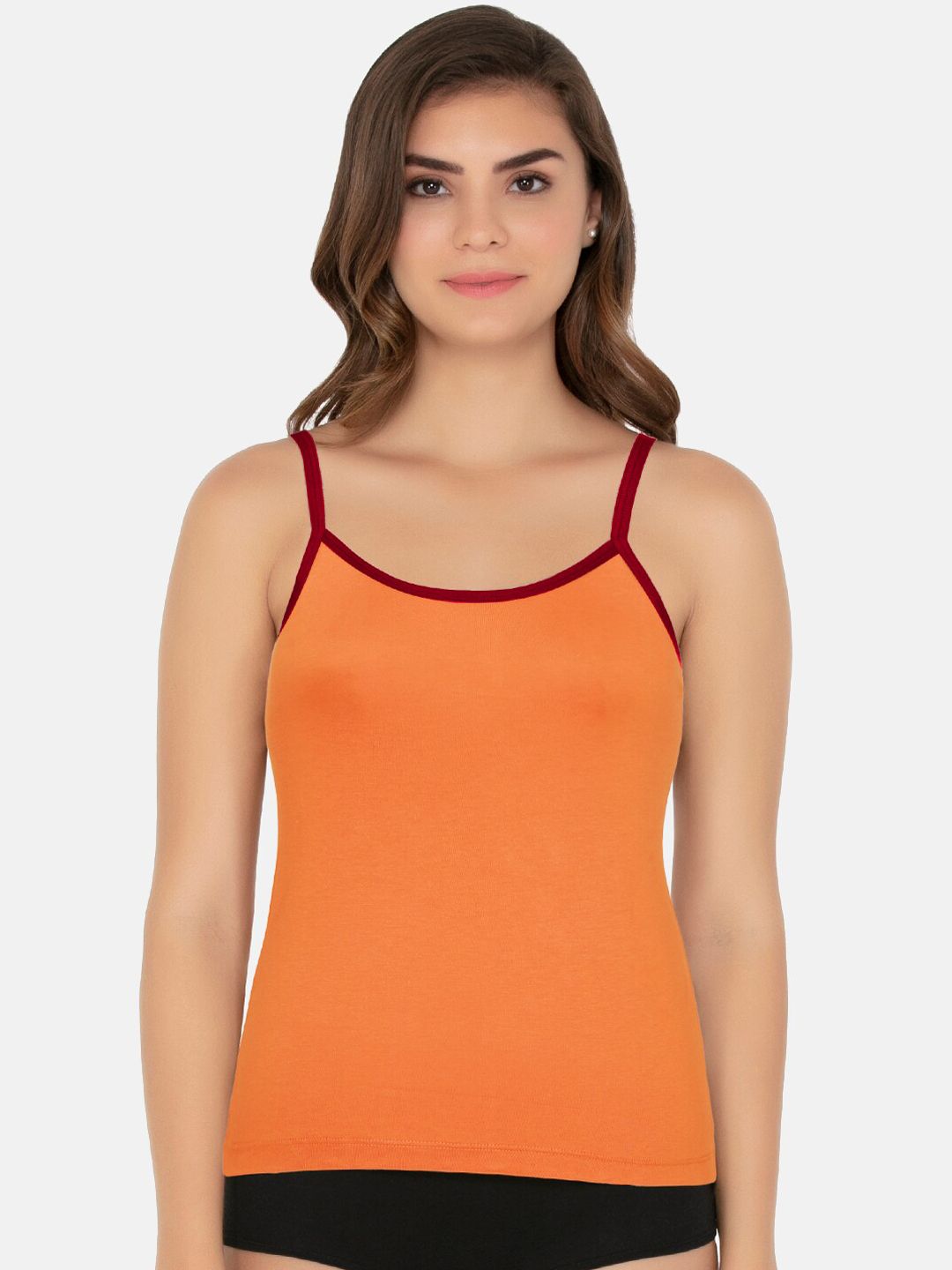 Amante Women Orange Solid Pure Cotton Camisole-picture-19