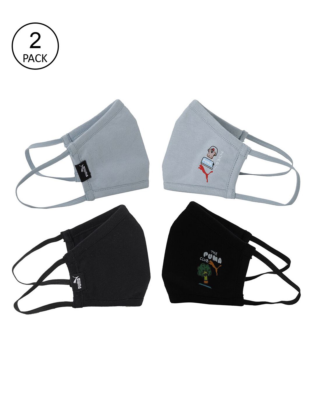 Puma Kids Pack Of 2 Printed 3 Fly Cloth Mask