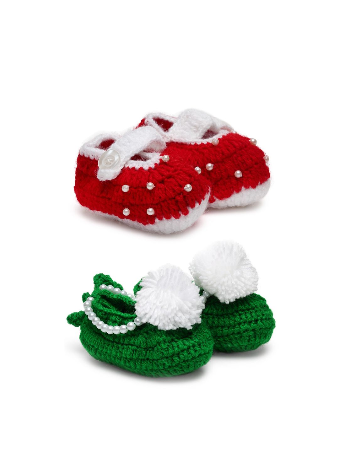 CHUTPUT Infant Kids Set Of 2 Hand Knitted Pure Woollen Crochet Booties-picture-52