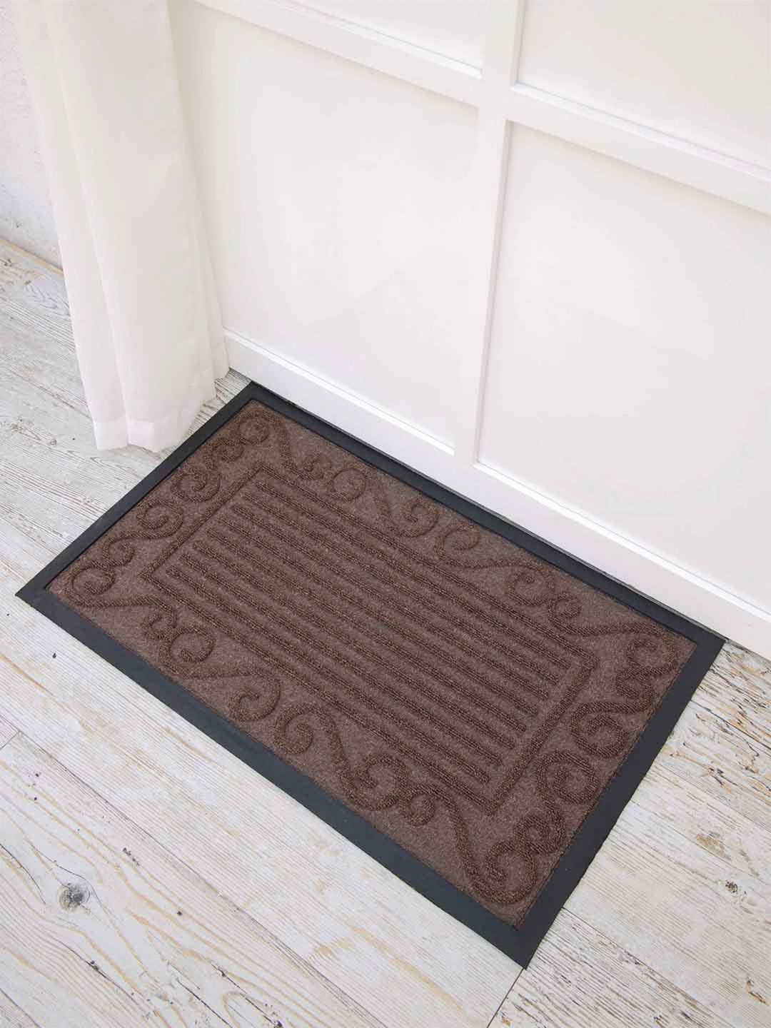 Ariana Coffee-Brown & Black Textured Anti-Skid Door Mat-image-4