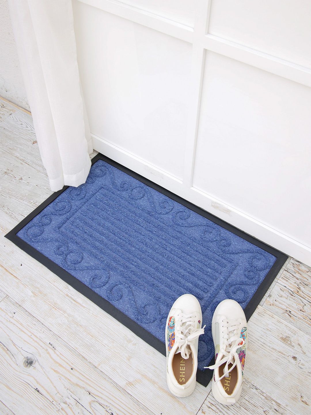 Ariana Blue & Black Textured Anti-Skid Doormat-image-49