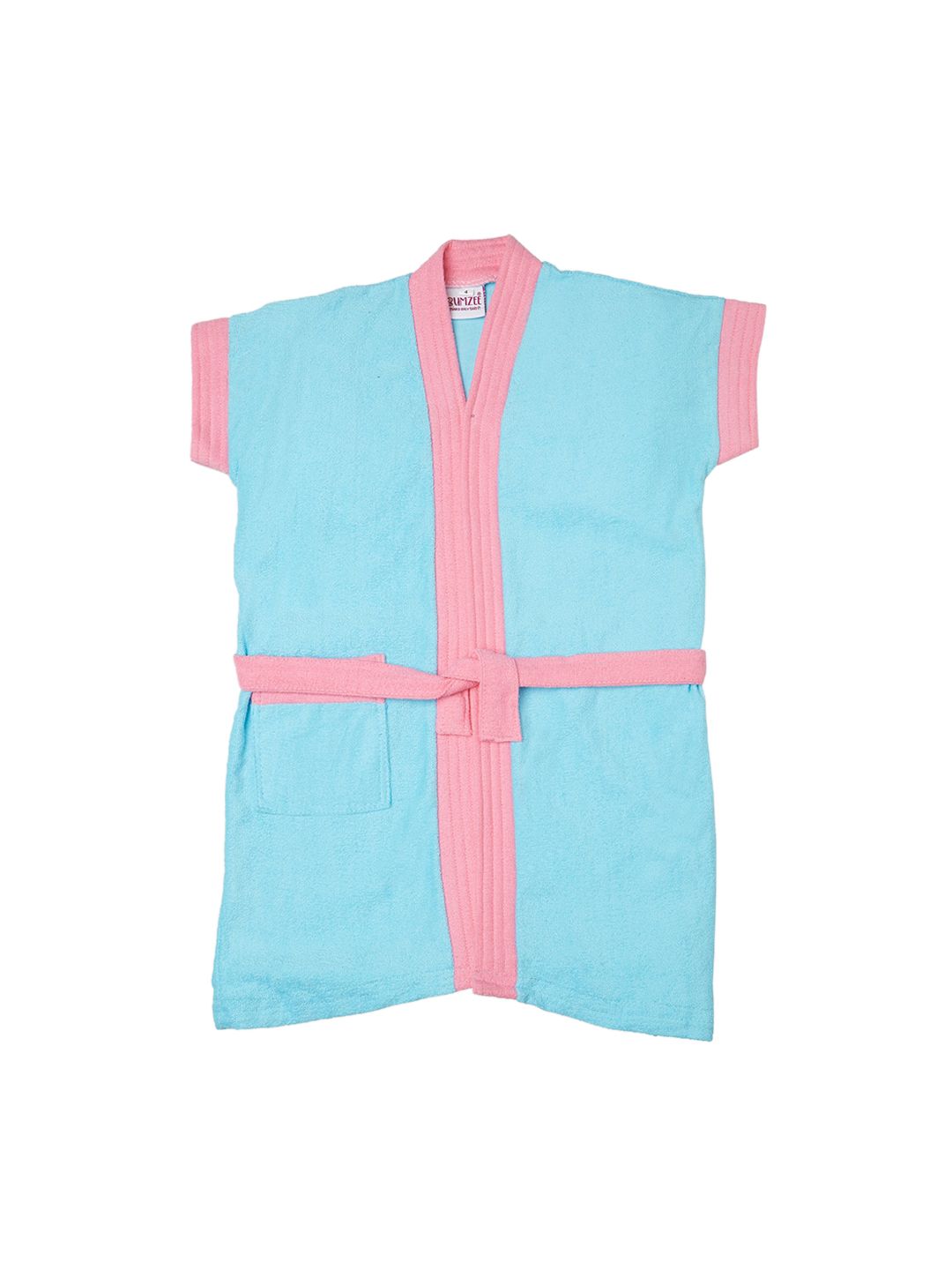 BUMZEE Girls Blue & Pink Solid Terry Cotton Bath Robe-picture-15