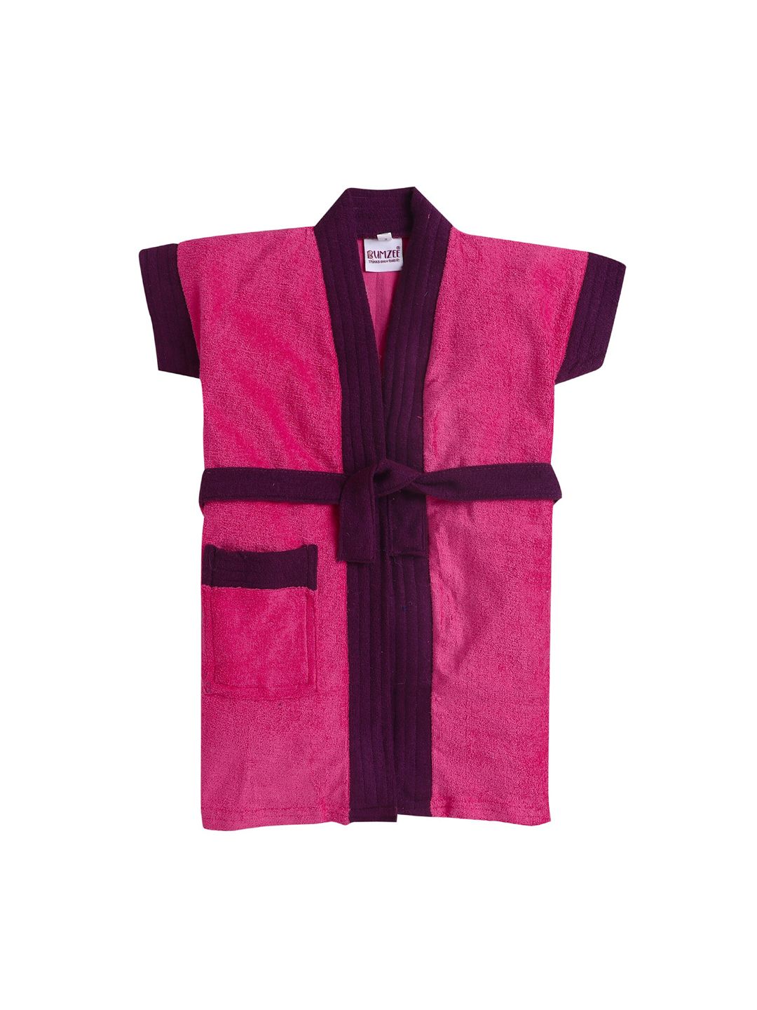 BUMZEE Girls Pink & Purple Solid Terry Cotton Bath Robe-picture-48