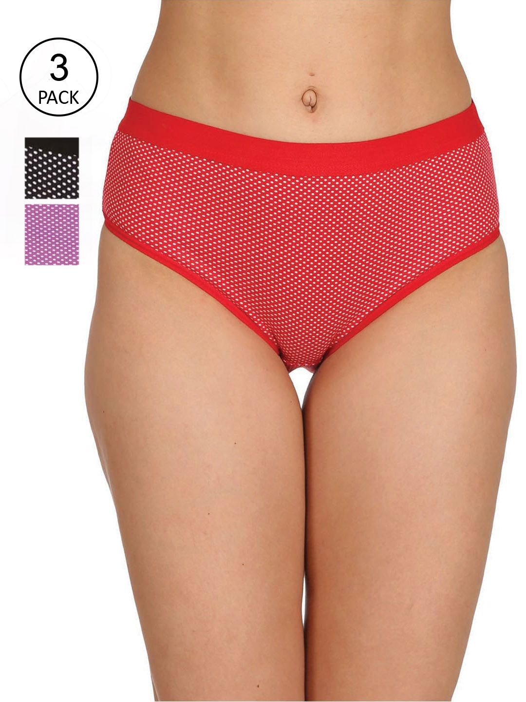 Reveira Women Pack Of 3 Assorted Hipster Cotton Briefs-picture-18