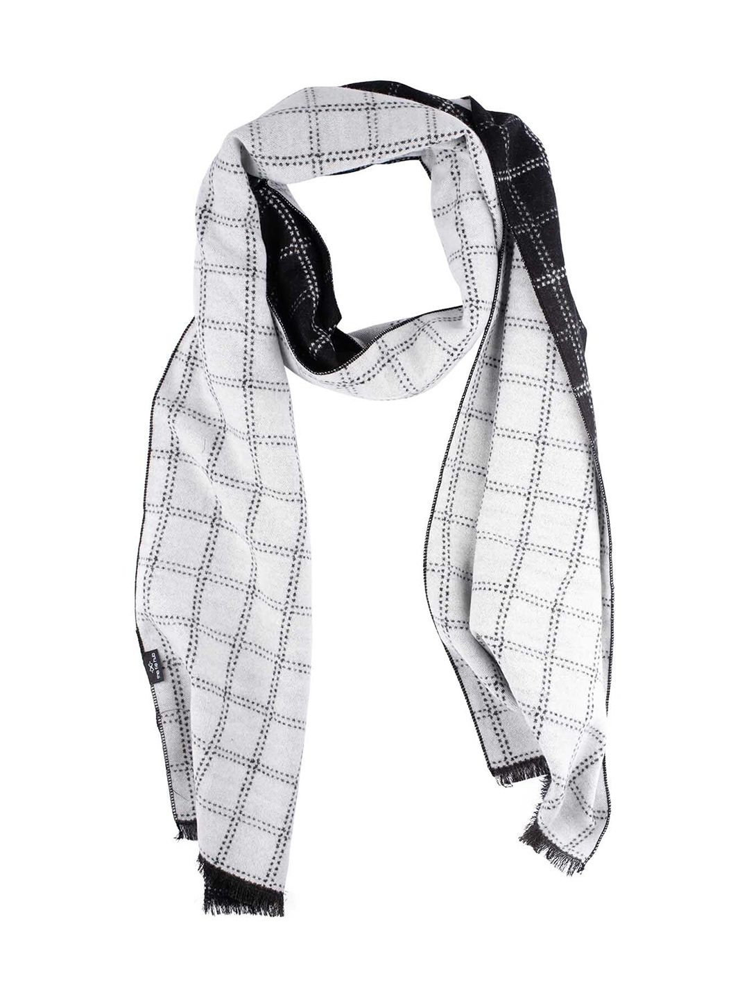 The Tie Hub Men Black & White Striped Scarf-picture-33
