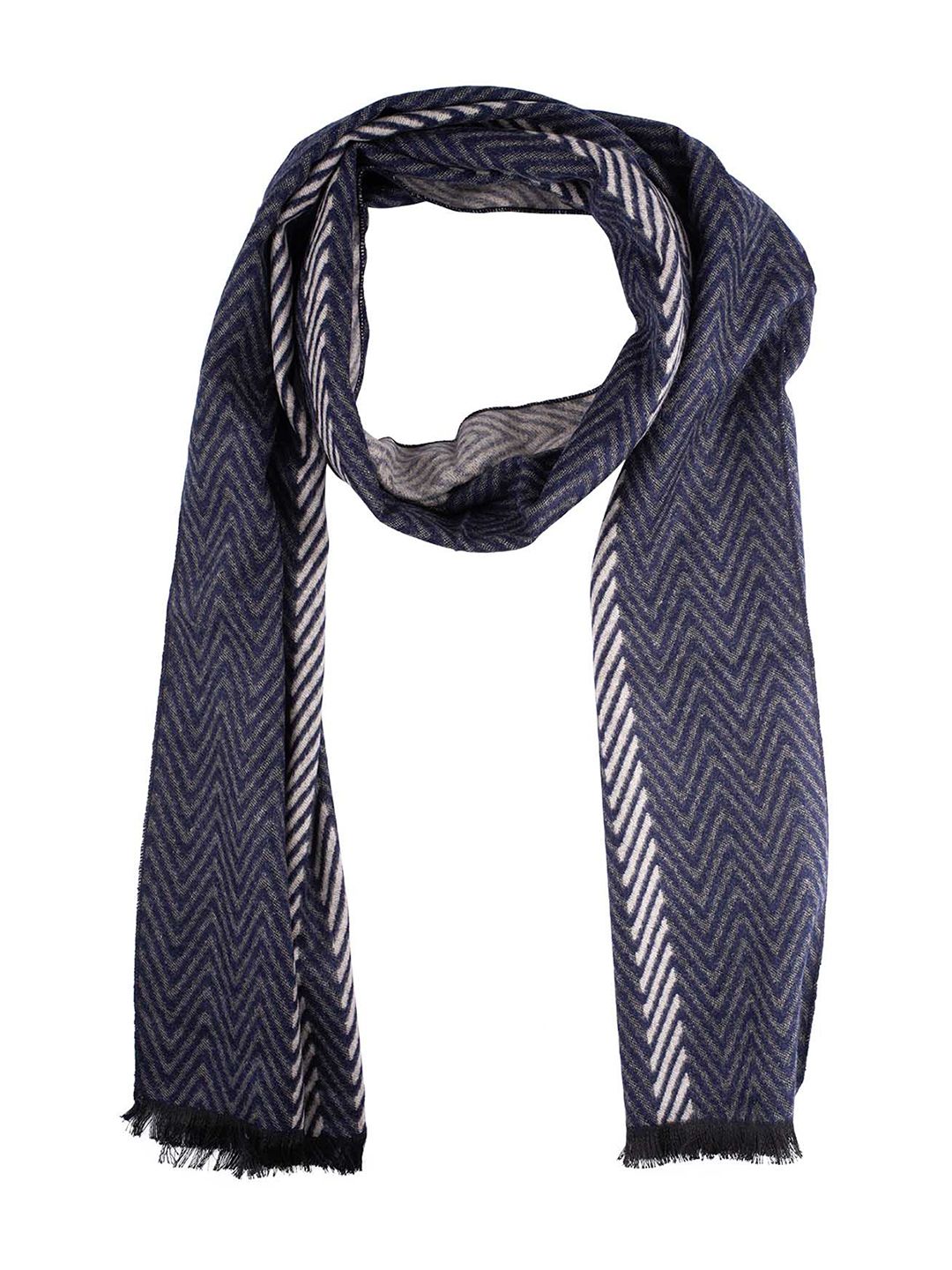 The Tie Hub Men Blue & White Striped Scarf-picture-27