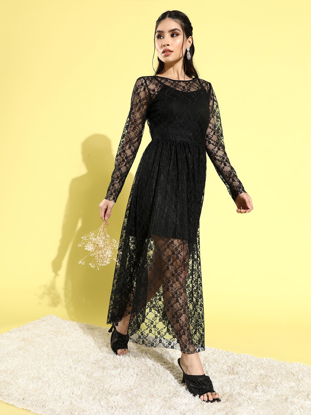 Buy LY2 Women Stylish Black Self-Design Net Dress - Dresses for Women 16521214 | Myntra Buy LY2 Women Stylish Black Self-Design Net Dress - Dresses for Women 16521214 | Myntra