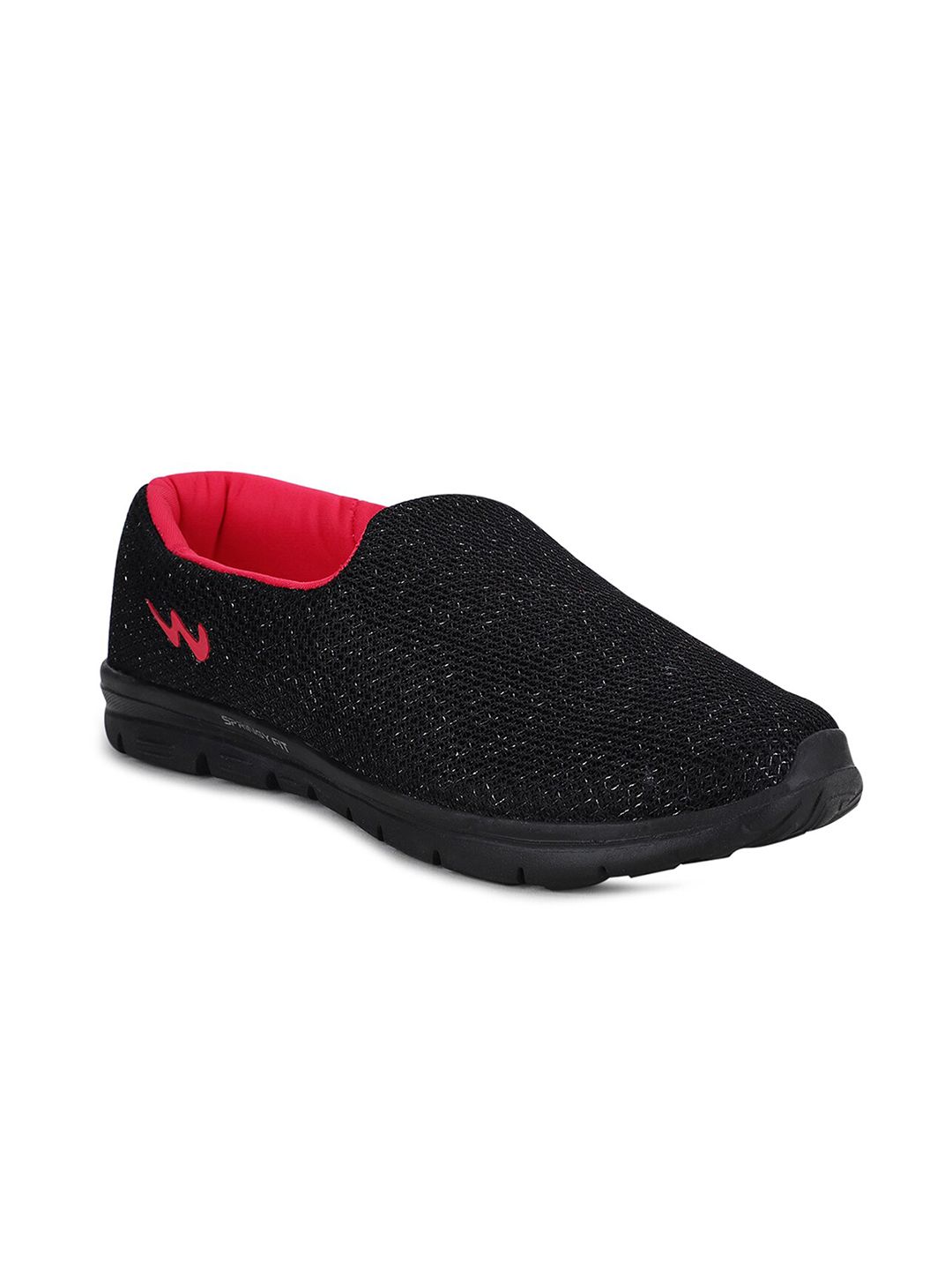Campus Women Black Mesh Walking Shoes-image-7