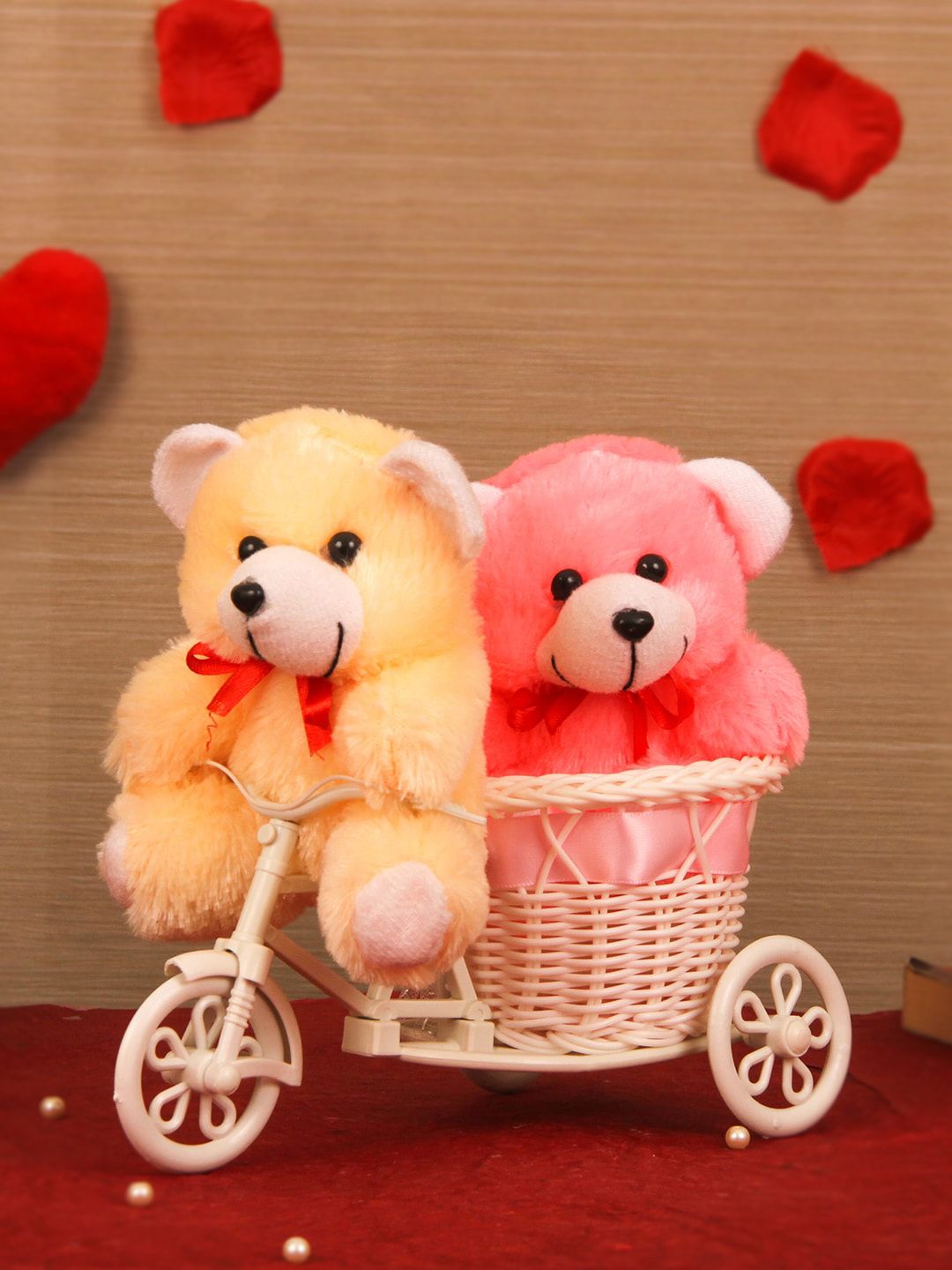 TIED RIBBONS Valentine Special Decorative Cycle with 2 Small Teddy Combo Gift Pack-picture-38