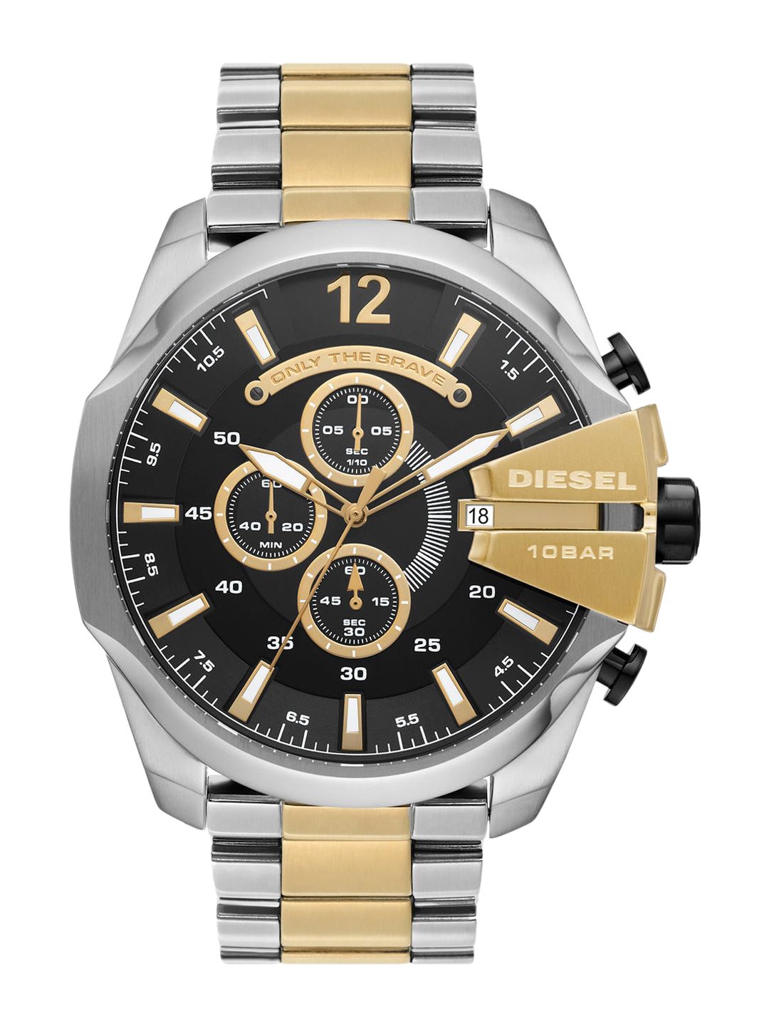 DIESEL Men Black Dial & Multicoloured Stainless Steel Bracelet Style Straps Analogue Watch-image-7