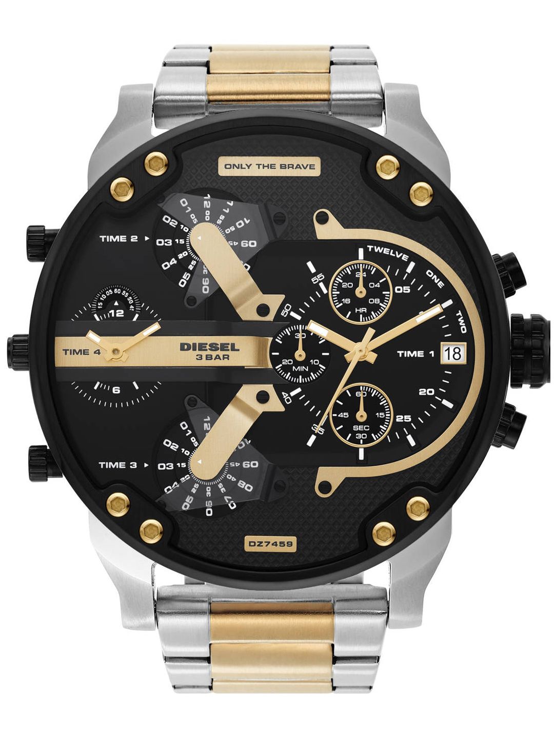 DIESEL Men Black Dial & Multicoloured Stainless Steel Bracelet Style Straps Analogue Watch-image-5