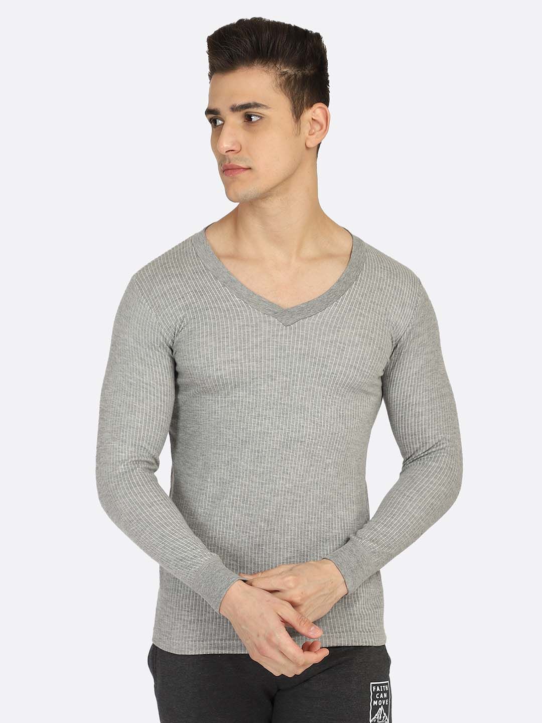 BODYCARE INSIDER Men Grey Striped Thermal Top-picture-54