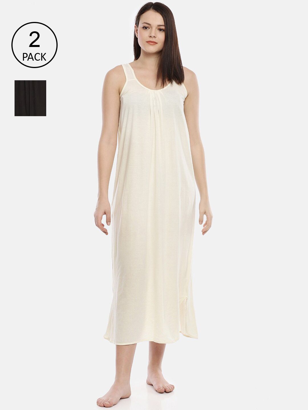 GOLDSTROMS Women Pack Of 2 Solid Longline Cotton Camisole-picture-26