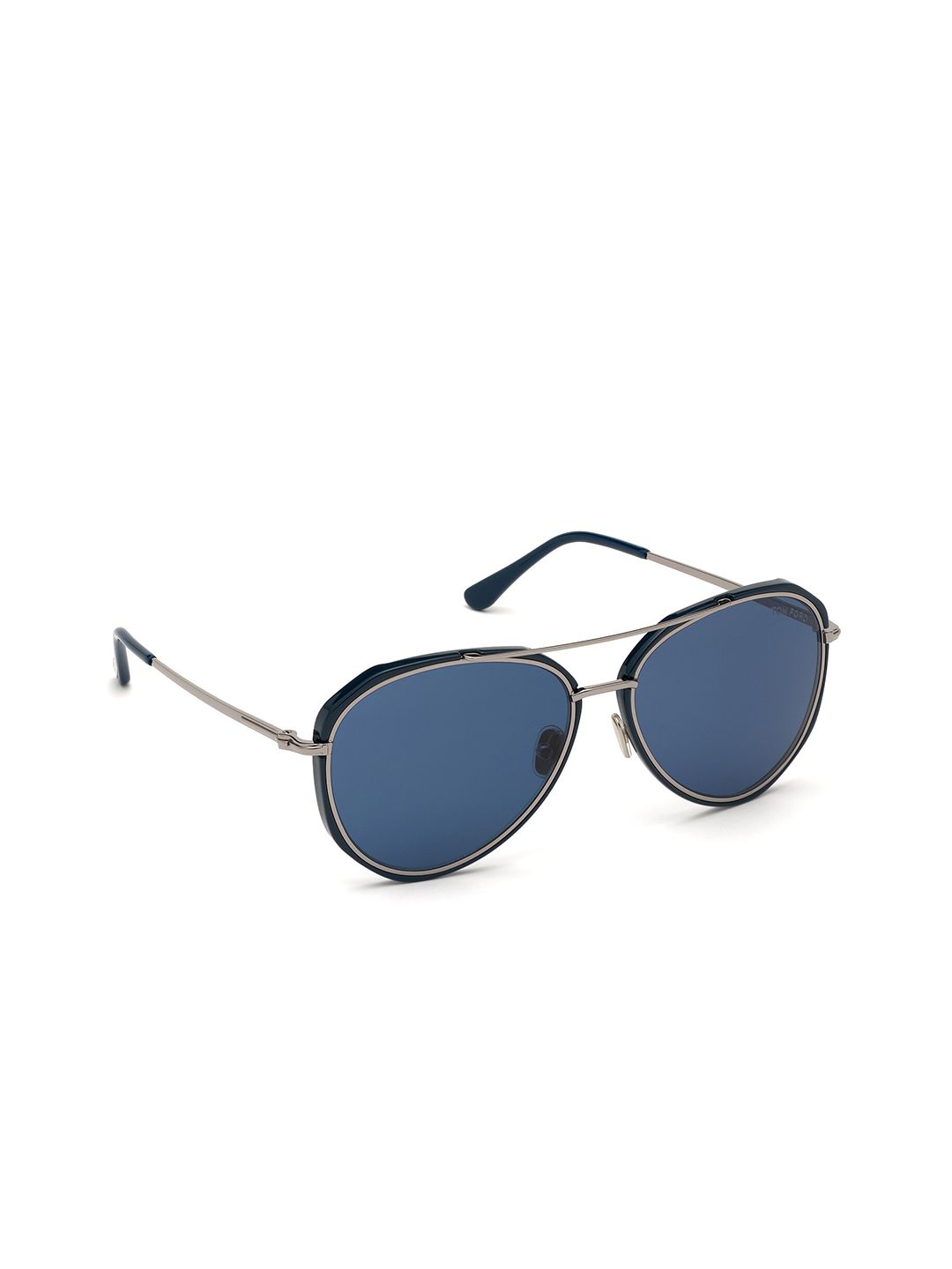 Tom Ford Men Blue Lens & Silver-Toned Aviator Sunglasses with UV Protected Lens FT0749 60 90V-image-48