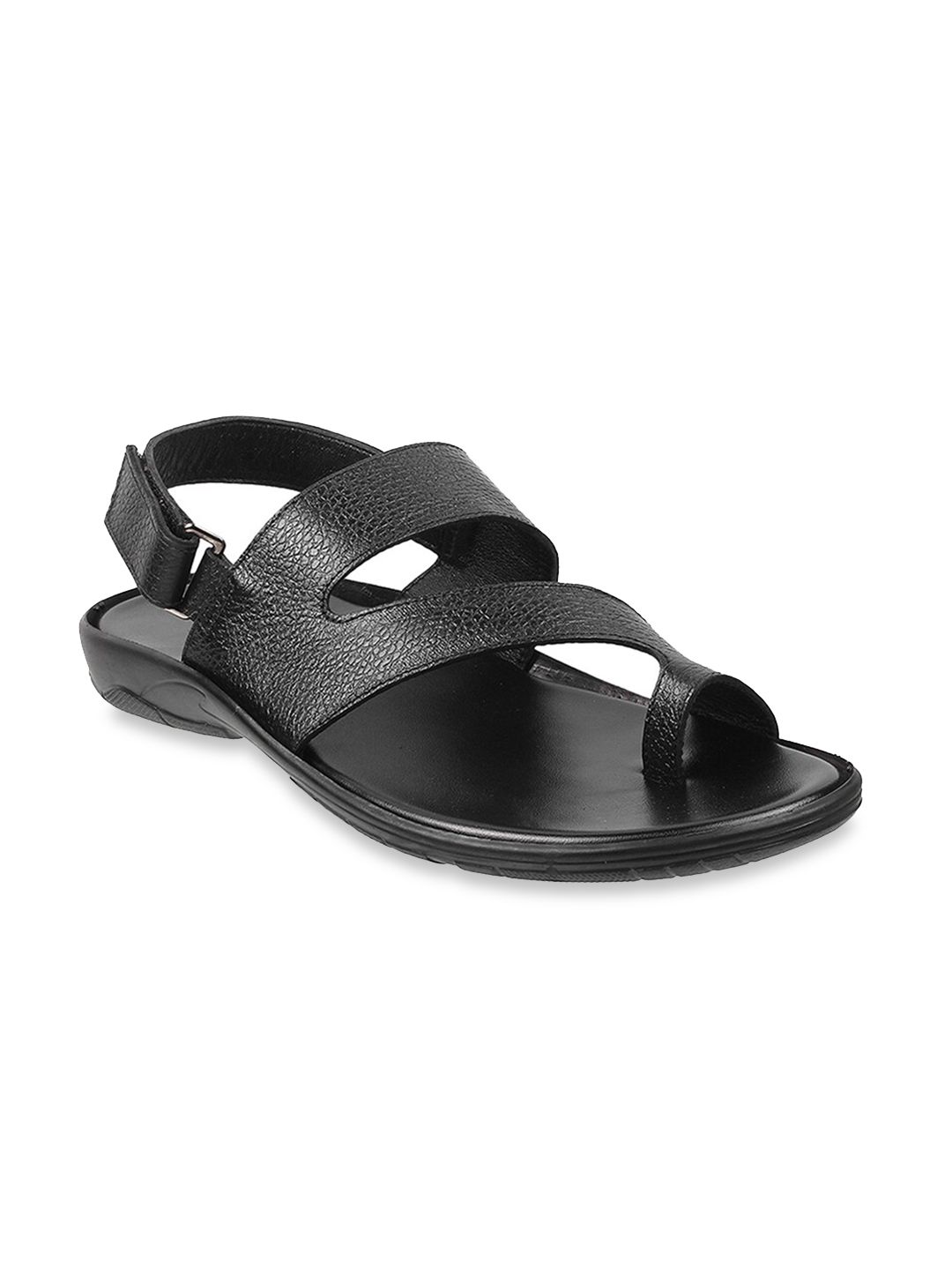 Mochi Men Black Leather Comfort Sandals-picture-15