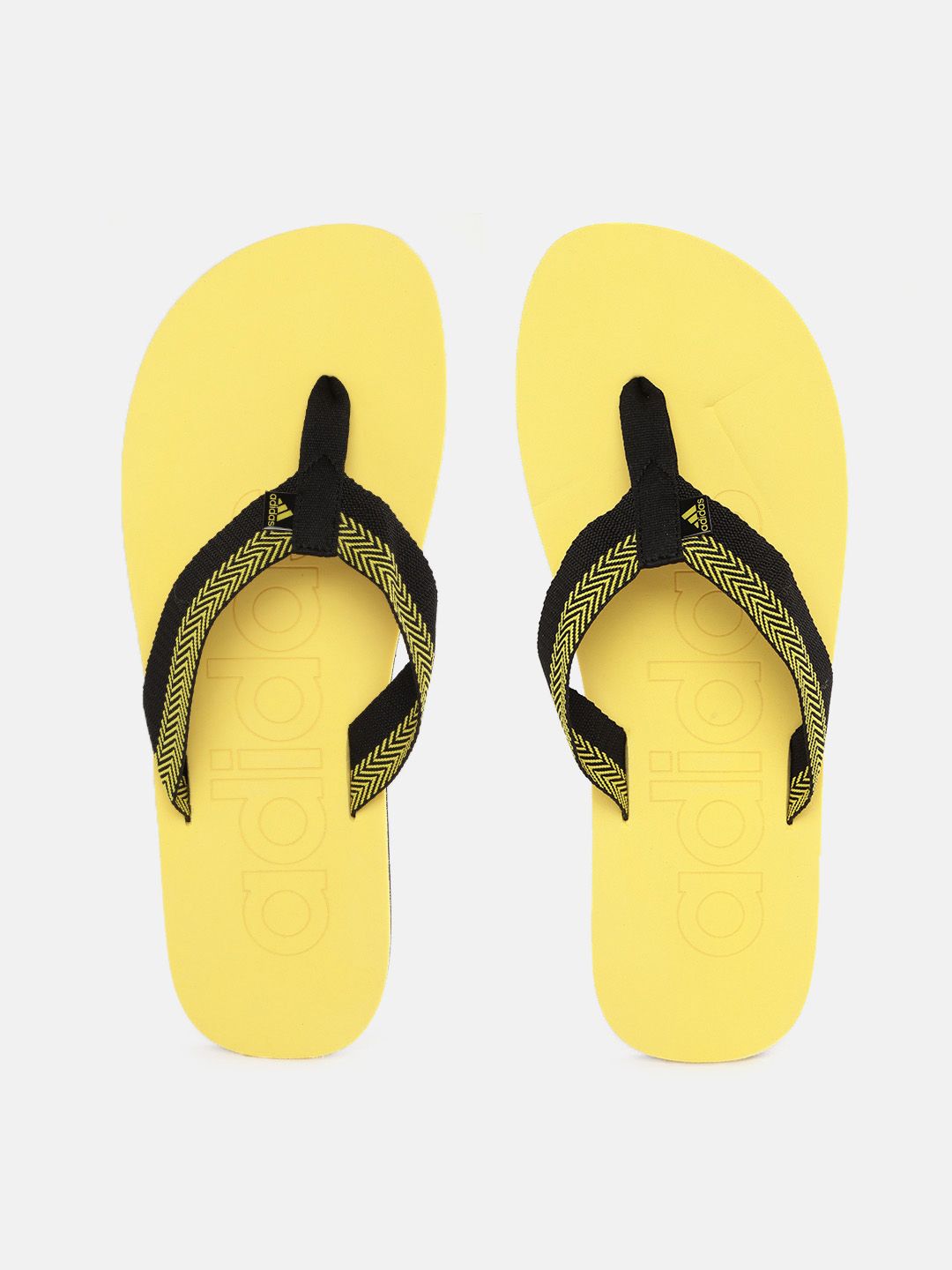ADIDAS Men Black & Yellow Mistico M Woven Design Thong Flip-Flops-picture-47